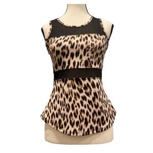 Zelos Leopard Print Mesh Tank Top Womens Small Athletic Gym Workout